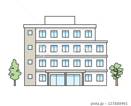 介護施設または医療施設の建物のイラスト 123888461