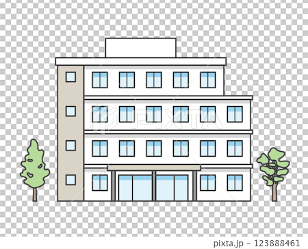 介護施設または医療施設の建物のイラスト 123888461