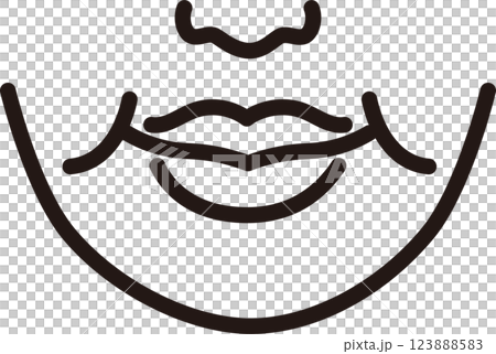 Cosmetic medicine, cosmetic surgery, Ponyo next to the mouth, fat, woman, line icon, line, pictogram, design, illustration 123888583