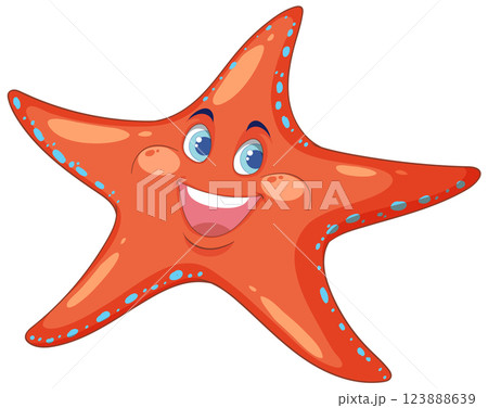Cheerful Starfish Cartoon Illustration Cheerful Starfish Cartoon Illustration 123888639