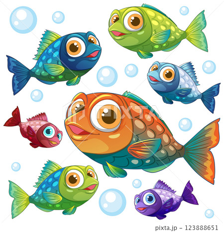 Colorful Fish in a Bubbly Ocean Colorful Fish in a Bubbly Ocean 123888651