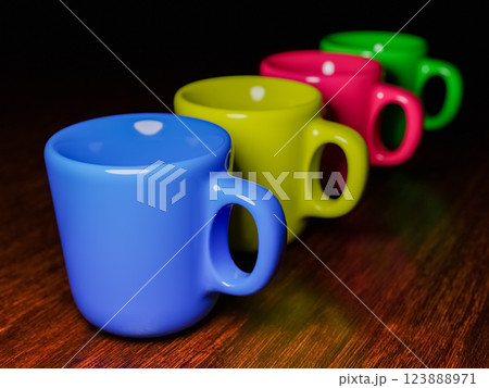 Four colorful mugs 123888971