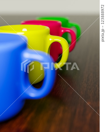 Four colorful mugs 123888972