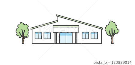 介護施設または医療施設の建物イラスト 123889014