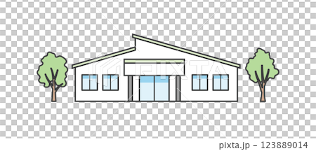 介護施設または医療施設の建物イラスト 123889014