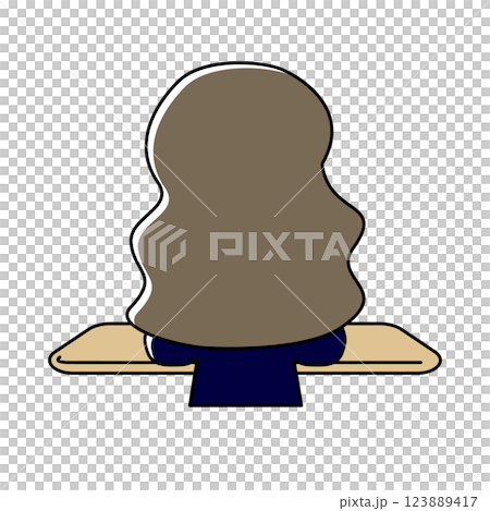 タブレット端末で学習をする生徒(またはビジネスマン)の後ろ姿のベクターイラスト タブレット端末で学習をする生徒(またはビジネスマン)の後ろ姿のベクターイラスト 123889417