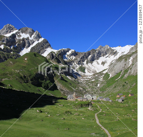 Meglisalp and Mount Altmann, Appenzell. Meglisalp and Mount Altmann, Appenzell. 123889437