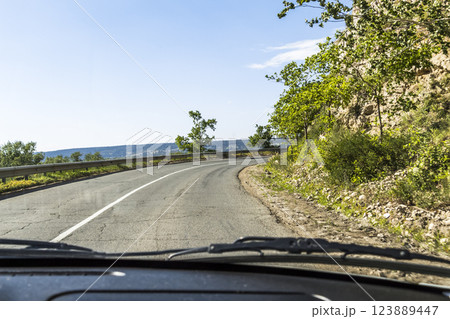 View from the car on the road View from the car on the road 123889447