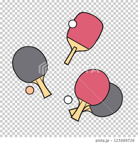卓球のラケットとピンポン球のイラスト 卓球のラケットとピンポン球のイラスト 123889726