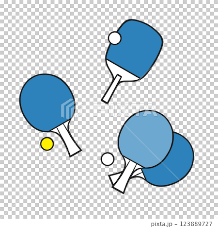 Illustration of a table tennis racket and a ping pong ball (simple) 123889727