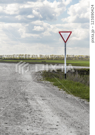 Crossroads rural roads and main Crossroads rural roads and main 123890424
