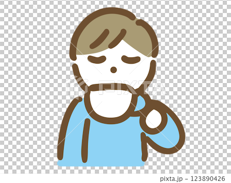 お茶をゆっくり飲んでいる男性 123890426