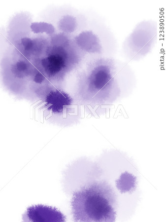 水彩の滲んだ紫の花の背景フレームイラスト 123890506