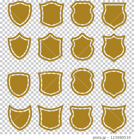 Shield icon Simple gold shield 123890510