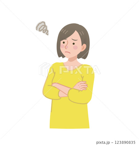 斜め上を見上げて腕組みをする女性 123890835