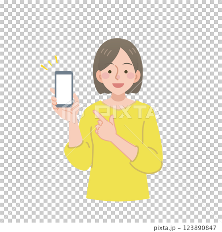 指著智能手機的女人 123890847