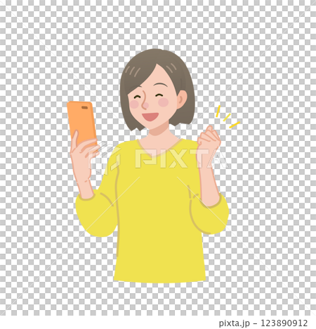 拿著膽量的婦女擺在與智能手機 拿著膽量的婦女擺在與智能手機 123890912