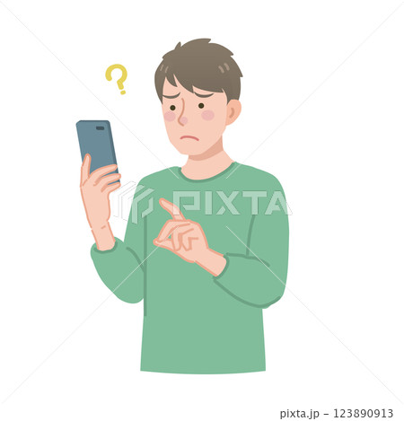 スマホを持って考える男性 123890913