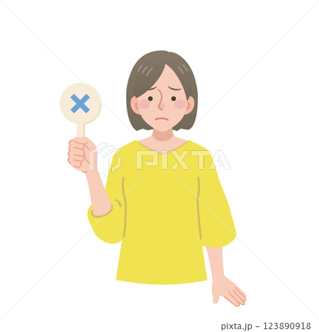バツの棒を持つ女性 バツの棒を持つ女性 123890918