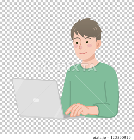 A man who operates a personal computer 123890919