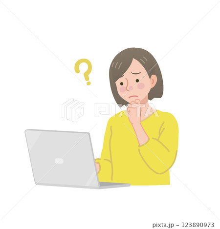パソコンを見て考える女性 123890973