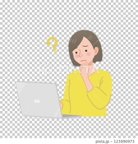 パソコンを見て考える女性 123890973