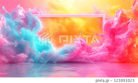明るい色彩の抽象的な雲の背景 123891023