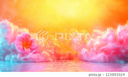 多様な色合いの抽象的な幾何学デザイン 123891024