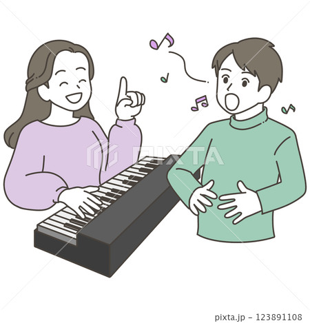 ボイストレーニングする男女 123891108