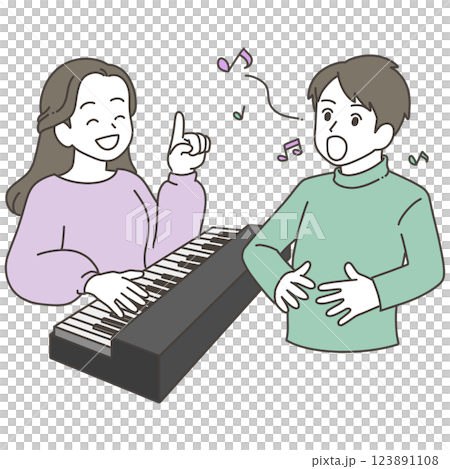 ボイストレーニングする男女 123891108