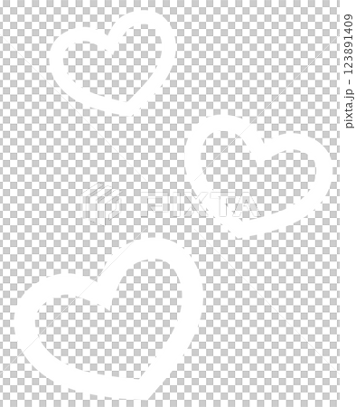 白いシンプルな手描きハートのイラスト 123891409