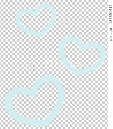 薄い水色のシンプルな手描きハートのイラスト 123891413