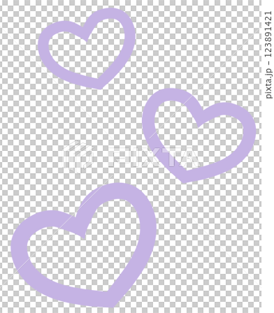 薄い紫色のシンプルな手描きハートのイラスト 123891421