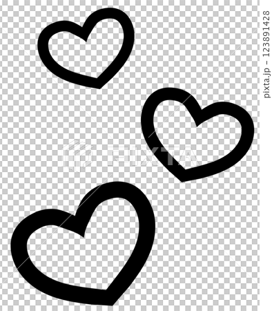 黒いシンプルな手描きハートのイラスト 123891428