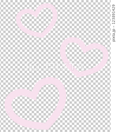 薄いピンクのシンプルな手描きハートのイラスト 123891429