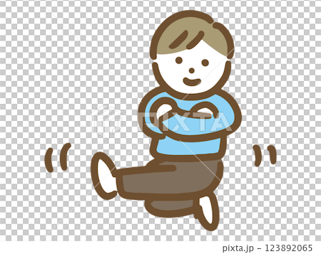 A happy man dancing a Cossack dance 123892065