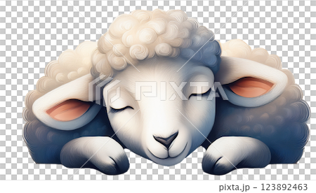 Sleeping sheep illustration material (JPEG/PNG) 123892463