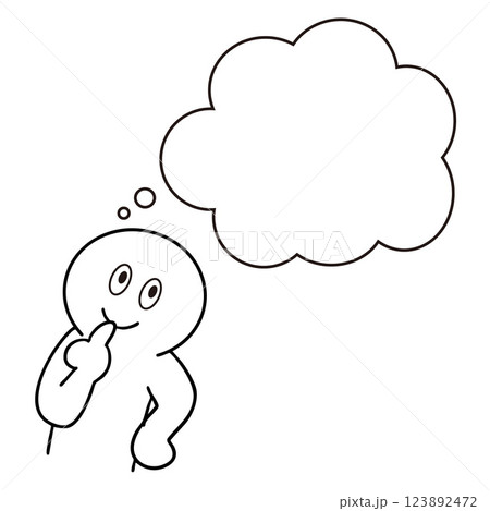 いいアイデアが浮かんだ棒人間　吹き出し 123892472