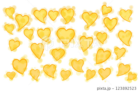 水彩ハートスプラッタパターン(黄色) 123892523