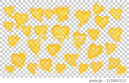 水彩ハートスプラッタパターン(黄色) 123892523