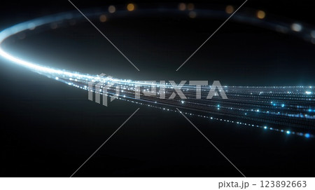 Time Lapse Composite of Earth s Orbit Glowing Satellite Trails Showcasing Decades of Human Progress in Space 123892663