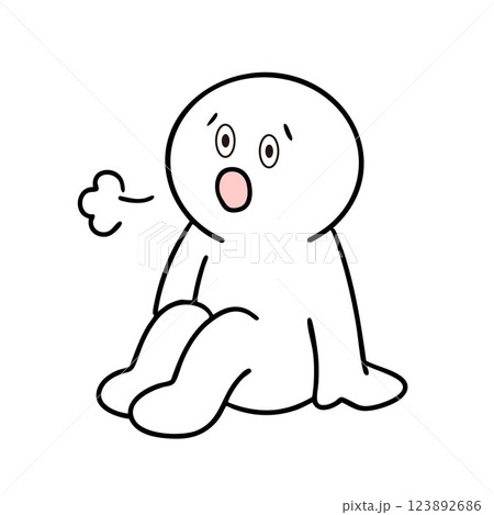 ため息をついて座り込んでしまった棒人間 123892686