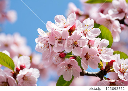 青空に映える満開の桜と春の訪れ8 AI生成画像 青空に映える満開の桜と春の訪れ8 AI生成画像 123892832