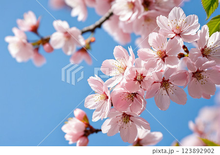 青空に映える満開の桜と春の訪れ43　AI生成画像 123892902