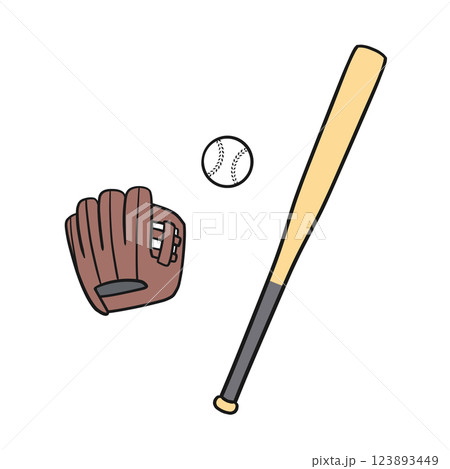 野球のバット・ボール・グラブのイラスト 123893449