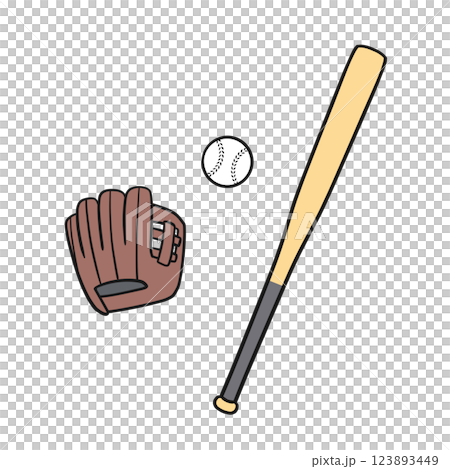 野球のバット・ボール・グラブのイラスト 123893449
