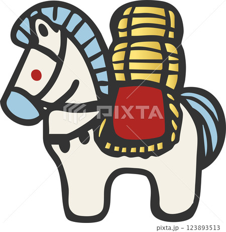 年賀2026　年賀状　2026　令和八年　土鈴　午年　午　馬年　馬　うま年　ウマ　手描き　イラスト 123893513