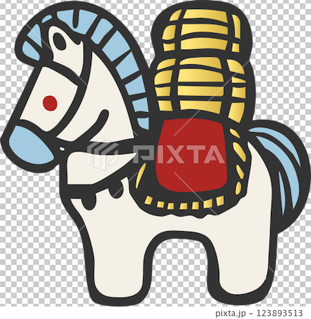 年賀2026　年賀状　2026　令和八年　土鈴　午年　午　馬年　馬　うま年　ウマ　手描き　イラスト 123893513