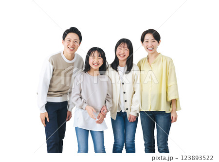 笑顔で並ぶ女の子の家族 手作業で精密に切り抜いた背景透過写真PNG 笑顔で並ぶ女の子の家族 手作業で精密に切り抜いた背景透過写真PNG 123893522