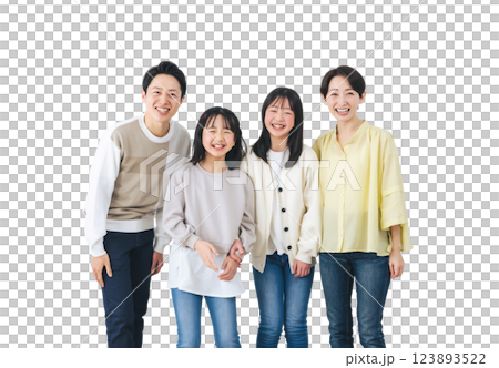 笑顔で並ぶ女の子の家族 手作業で精密に切り抜いた背景透過写真PNG 笑顔で並ぶ女の子の家族 手作業で精密に切り抜いた背景透過写真PNG 123893522